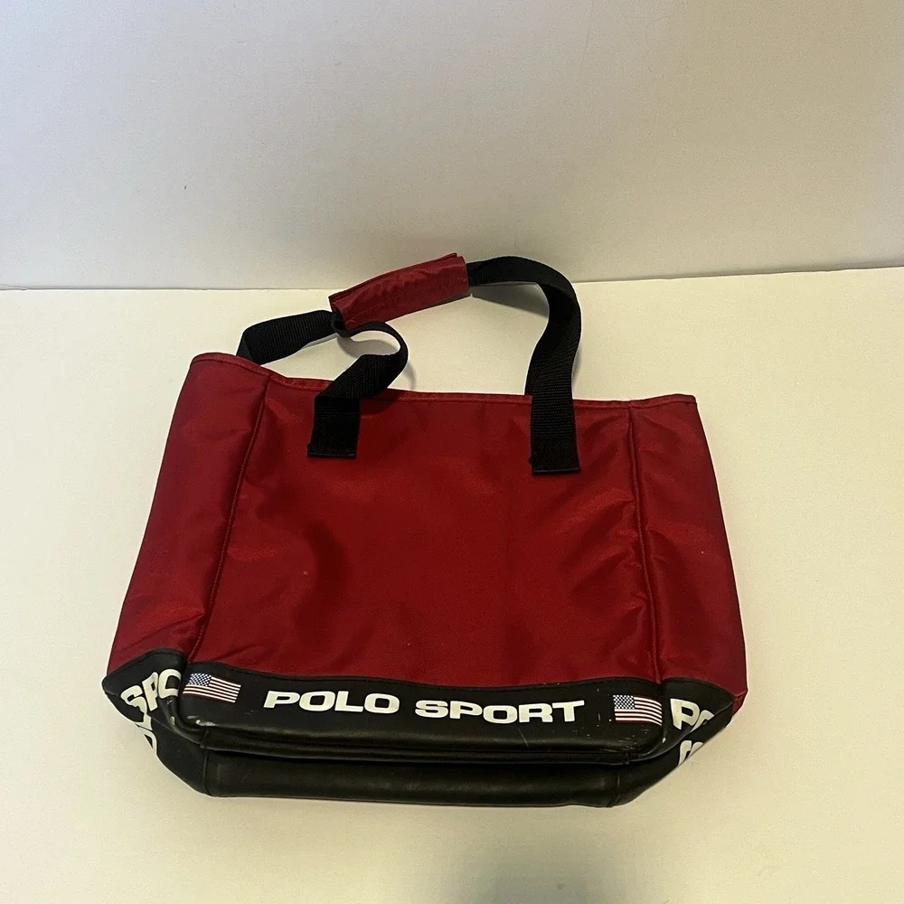 Vintage Polo Sport Ralph Lauren Crossbody Messenger Bag Red Flag‎
